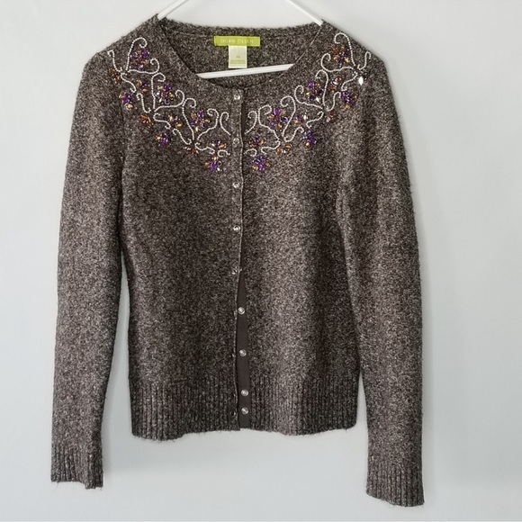 Sigrid Olsen Embellished Jewel Cardigan Sweater - Picture 1 of 12